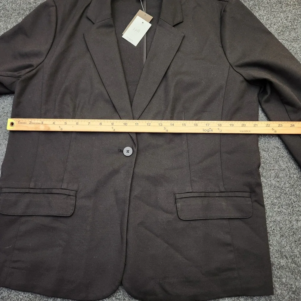 J. Jill Large Essential Cotton-Stretch Blazer Black Button Jacket Corporate